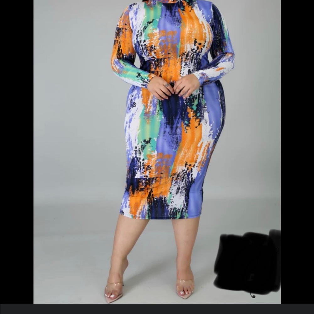 Colorful midi zipper back